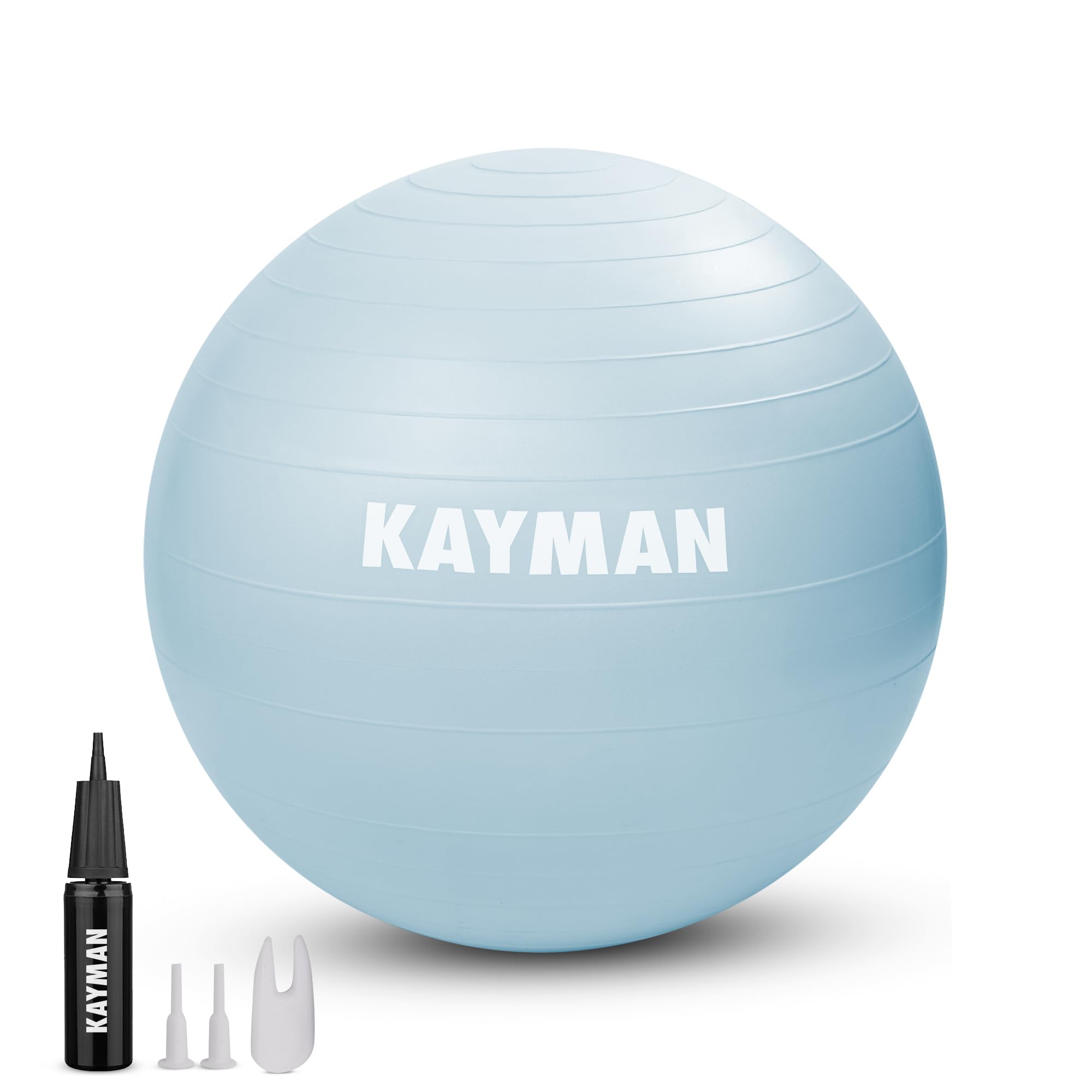 KAYMAN Exercise Ball - Anti-Burst System, Non-Slip Rings, Durable Material, Easy to Inflate, Perfect for Yoga, Pilates, Fitness, Balance Training, Gym, and Home Workouts (Blue, 65cm) — image 1