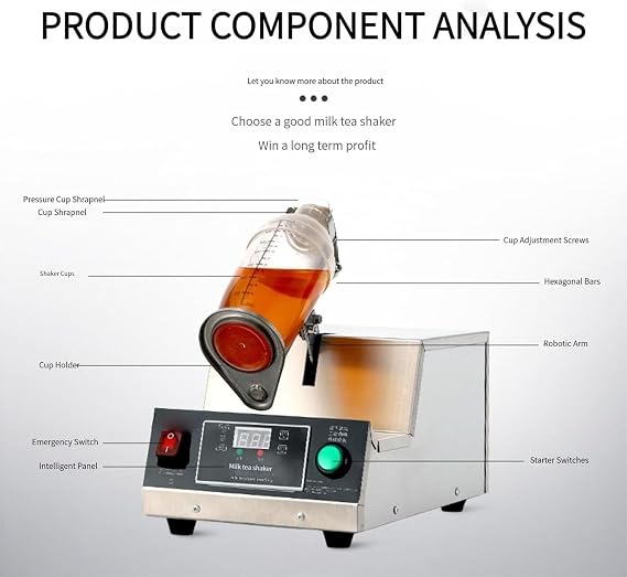 Electric Milk Tea Shaker, Automatic Cocktail Shaking Machine with Smart Control Panel, Timer up to 180s, for Coffee, Juice, Milkshakes, 350-700ML Capacity