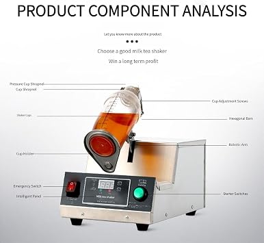 Electric Milk Tea Shaker, Automatic Cocktail Shaking Machine with Smart Control Panel, Timer up to 180s, for Coffee, Juice, Milkshakes, 350-700ML Capacity