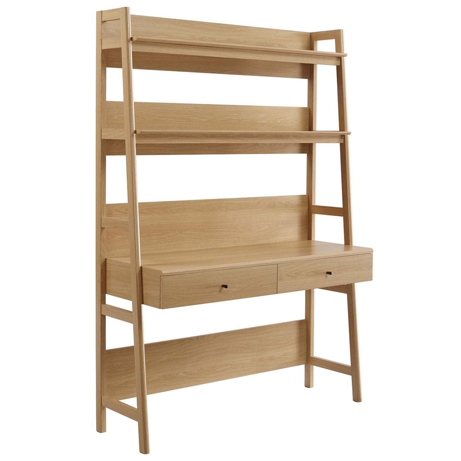 オイベックページ Amazon.com: Modway Bixby Home Office Desk with Bookshelf in Oak