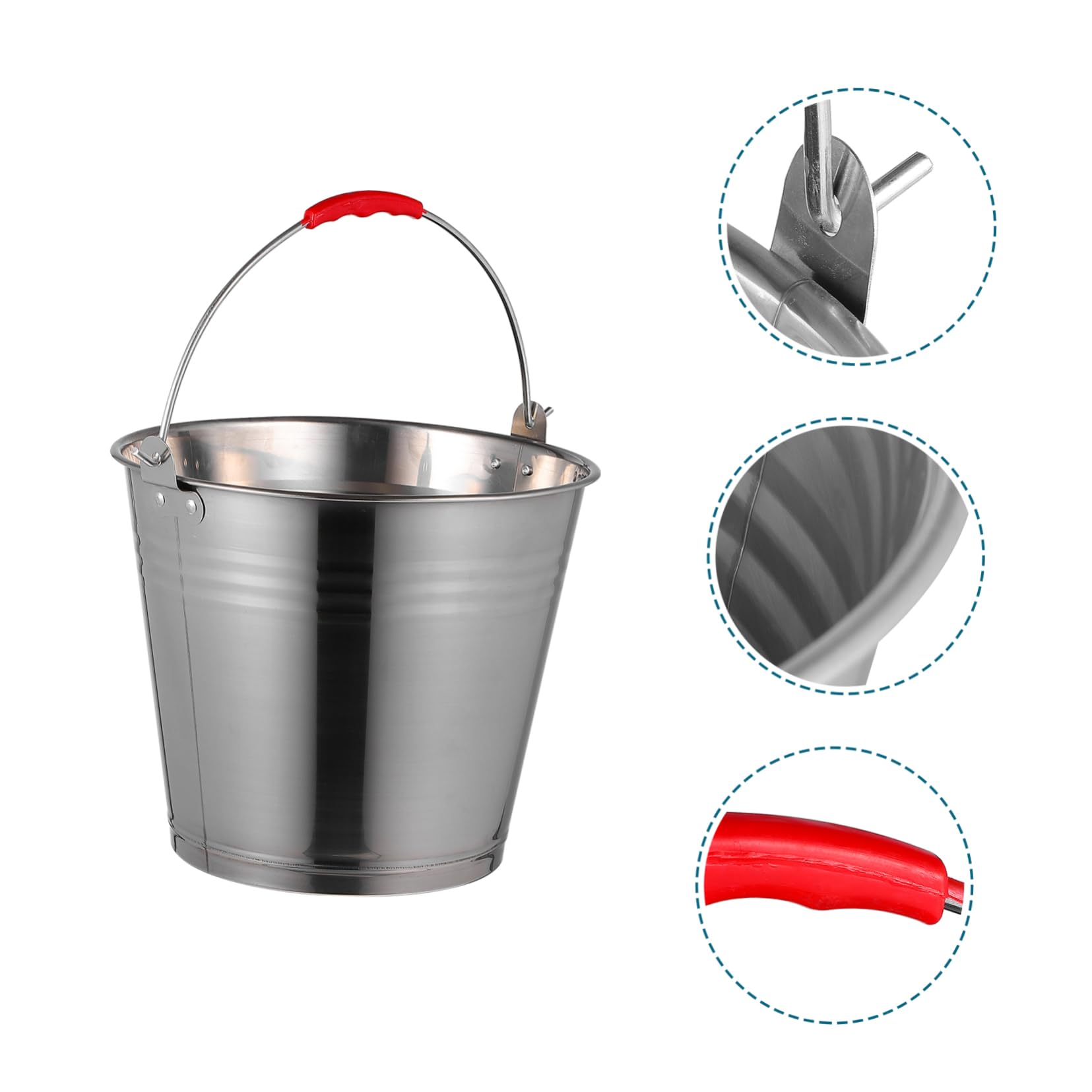 IMIKEYA Seau à Glace en Acier Inoxydable Poignée, Modèle Portable 1 Pièce