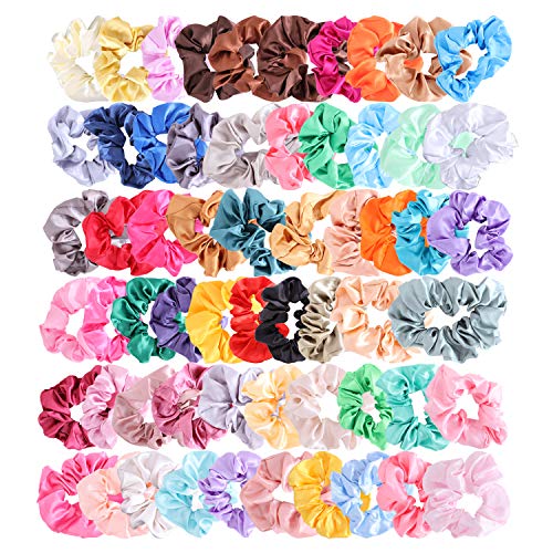 Colorful Velvet Hair Scrunchies,Pack of 60 Strong Hold Bobbles Hair