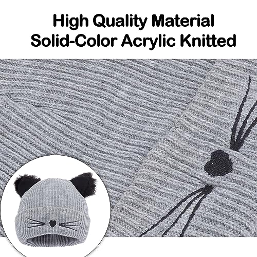 Women Girls Winter Sequin Cat Ears Hat Knitted Warm Beanie Hat Cute Ski Skull Cap Crochet Beanies3