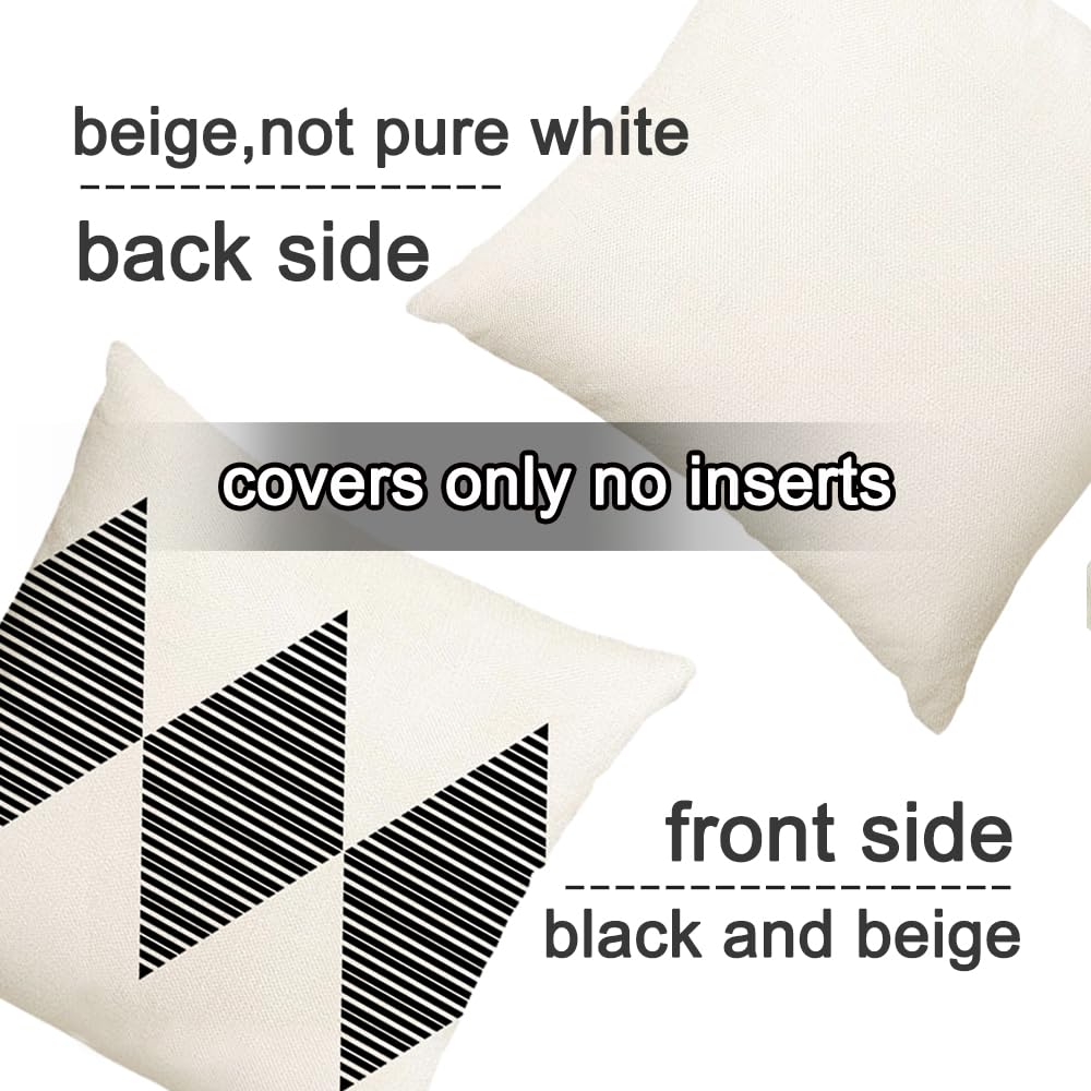 RABUSOFA Outdoor Pillows Waterproof,18x18 inch Black and White Throw Pillows Boho Set of 4 for Patio Furniture,Sunbrella Outdoor Pillow Covers for Couch(2W-18) (Black and White, 18
