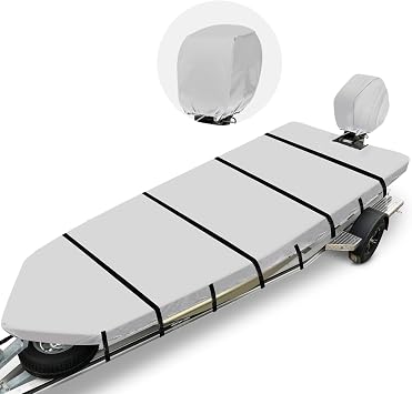 Jon Boat Cover 16ft Beam Width 75",with Motor Cover,Light Gray