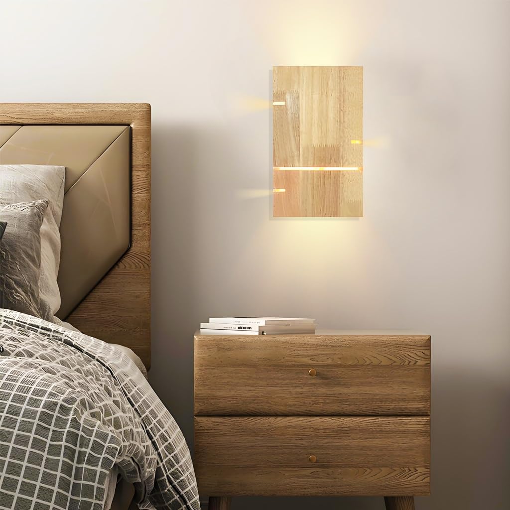 Moderna Lampada Da Parete Creativa Nordica E27 Scatola Quadrata Di Legno Semplice E Squisita Luce Da Camera Da Letto E Corridoio