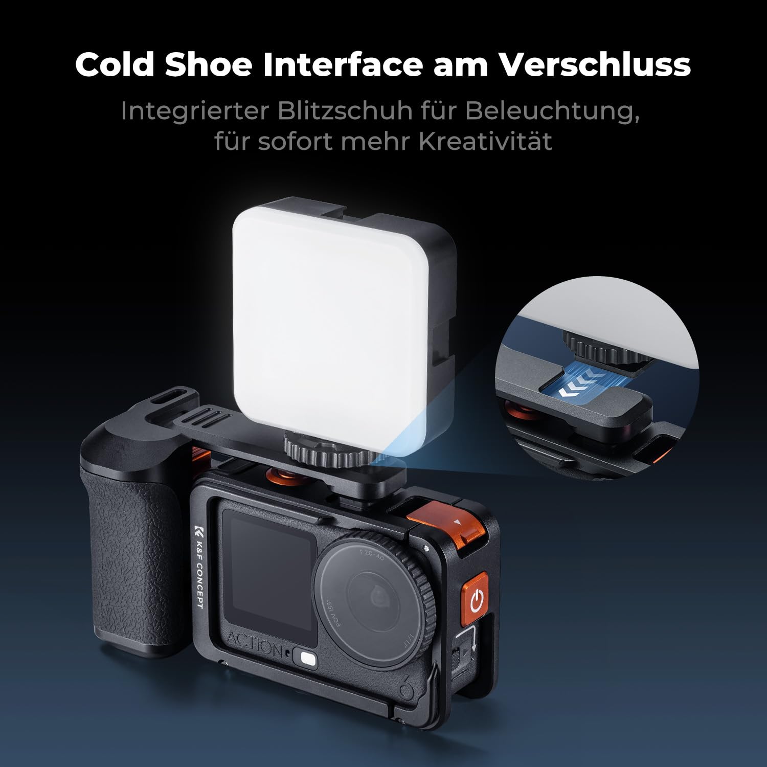 K&F CONCEPT Street Grip Kit mit Käfig, Kamera Griffhalter Set für DJI Osmo Action 6, Schnellverschluss Street Photography Griff mit Auslöser, Blitzschuh, Action Kamera Zubehör