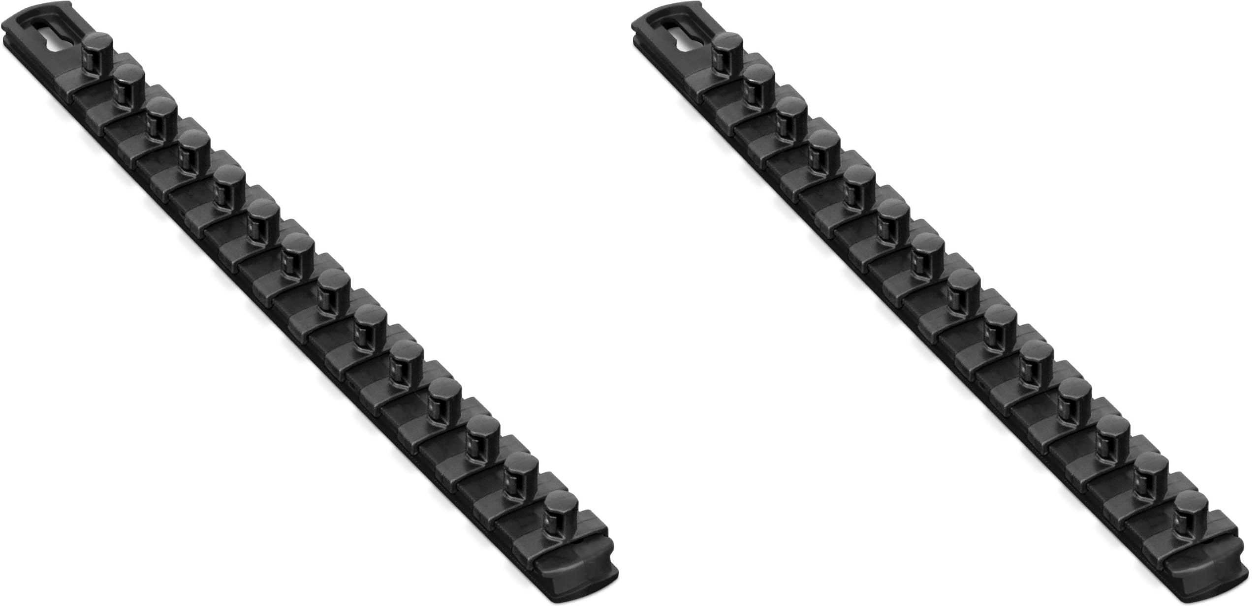ERNST 13-Inch Magnetic Socket Rail Organizer with 14 3/8-Inch Twist Lock Clips, Black (8424M-Black-3/8) (Pack of 2)
