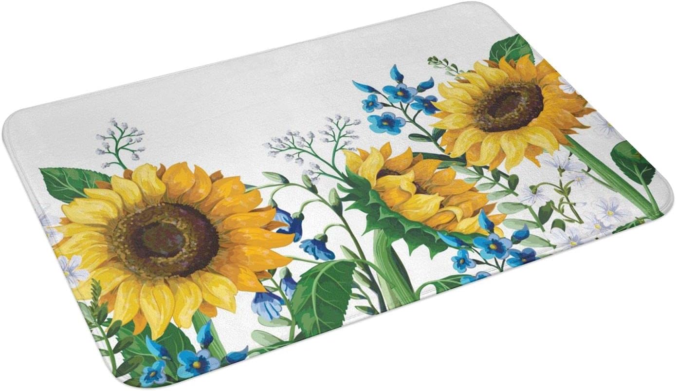 バスマット 足ふきマット お風呂マット 浴室マット 水彩画 向日葵 花 花畑 背景 キュート 柔らかい 大判 ギフト 脱衣所マット Cm 速乾 マット ペット 40x60 玄関マット 赤ちゃん 洗面所 人気 おしゃれ