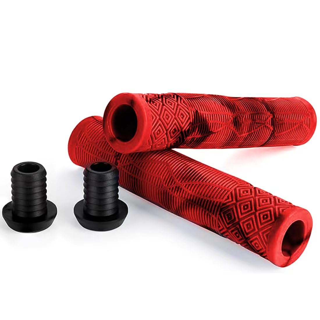 1 Coppia Manopole MTB 160mm Antiscivolo, per Manubrio Bici da Montagna/Scooter, Design Ergonomico con Rinforzi Laterali, Adatte 22mm, Rosso