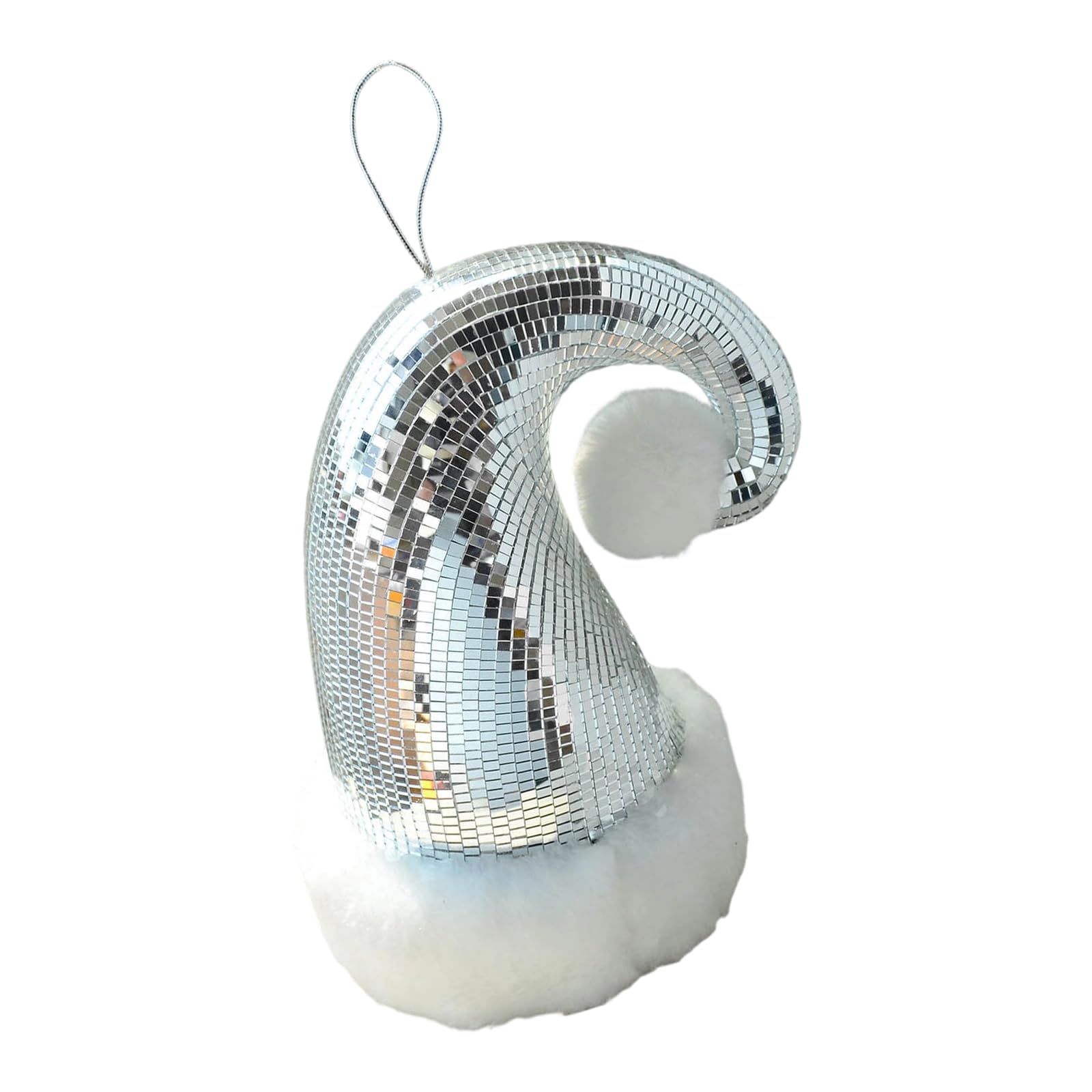 Jazuaiao Dazzling Santa Hat Ornament with Glass Embellishments Sparkling Disco Decoration for & Christmas Celebrations Christmas Tree Top