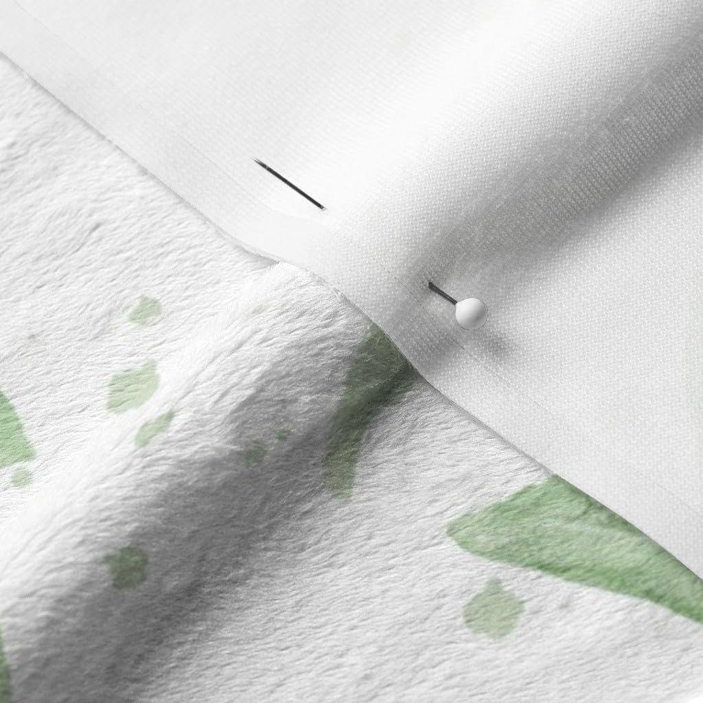 Spoonflower Fabric - Watercolor Leaves Pattern Eucalyptus Sage Green Greenery Printed on Minky Fabric by The Yard - Sewing Baby Blankets Quilt Backing Plush