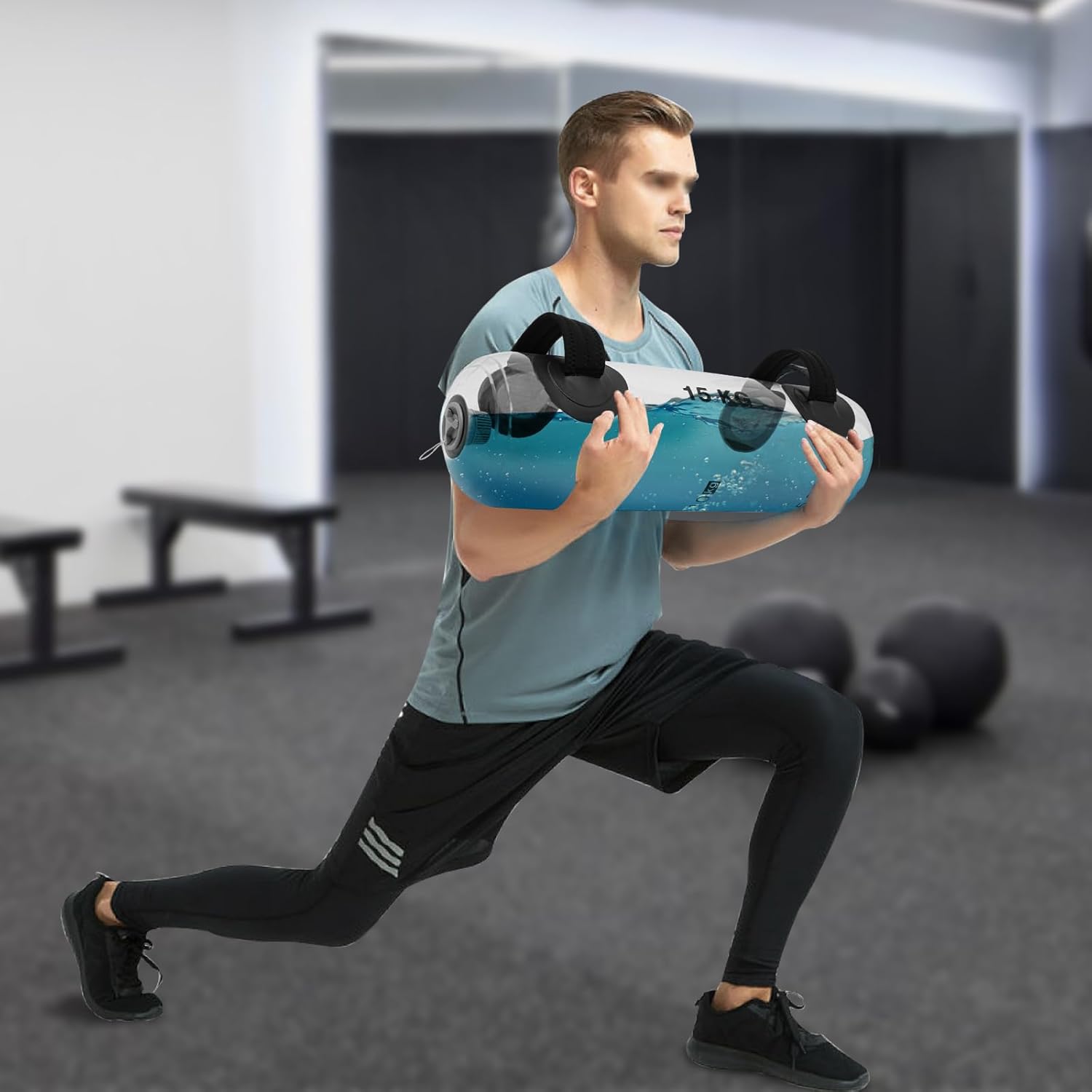 Fitness Water Weight Aqua Bag, Training Water Bag, Portable Stability Fitness Equipment, Transparent Water-Filled Weighted Soft Dumbbells, Strength Training, Energy Bar