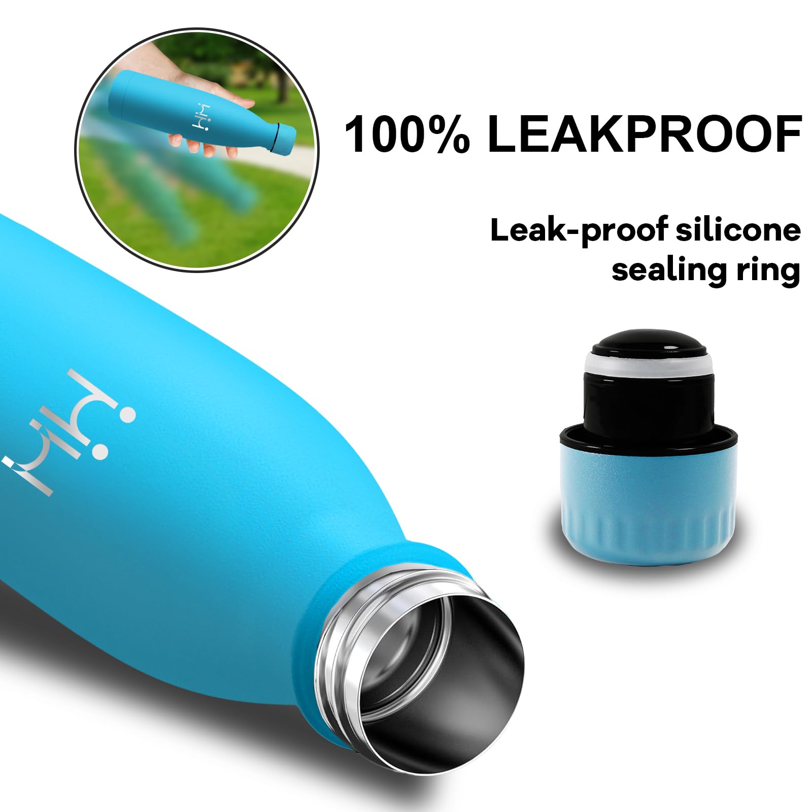 Mujigaga Borraccia Termica, Borraccia 500 ml, Senza BPA, Senza Perdite, Borracce Acciaio Inox, Mantiene Caldo per 12 Ore/Freddo 24 Ore, Borracce per Scuole, Viaggio, Palestra, Sport