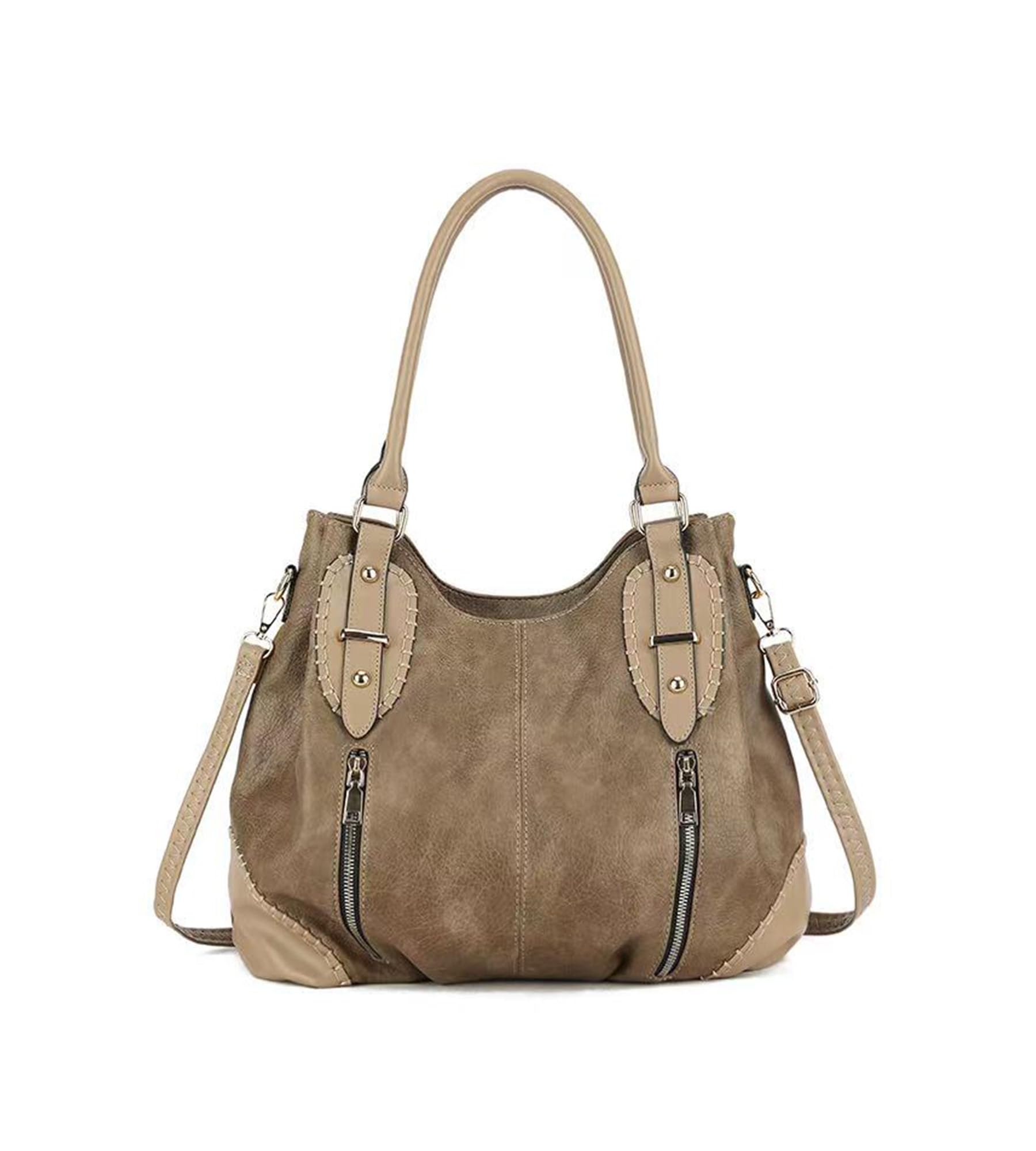 myfriday Vintage Leather Tote Handbags for Women, Soft Hobo Shoulder Bag Crossbody Satchel Purse with Adjustable Strap
