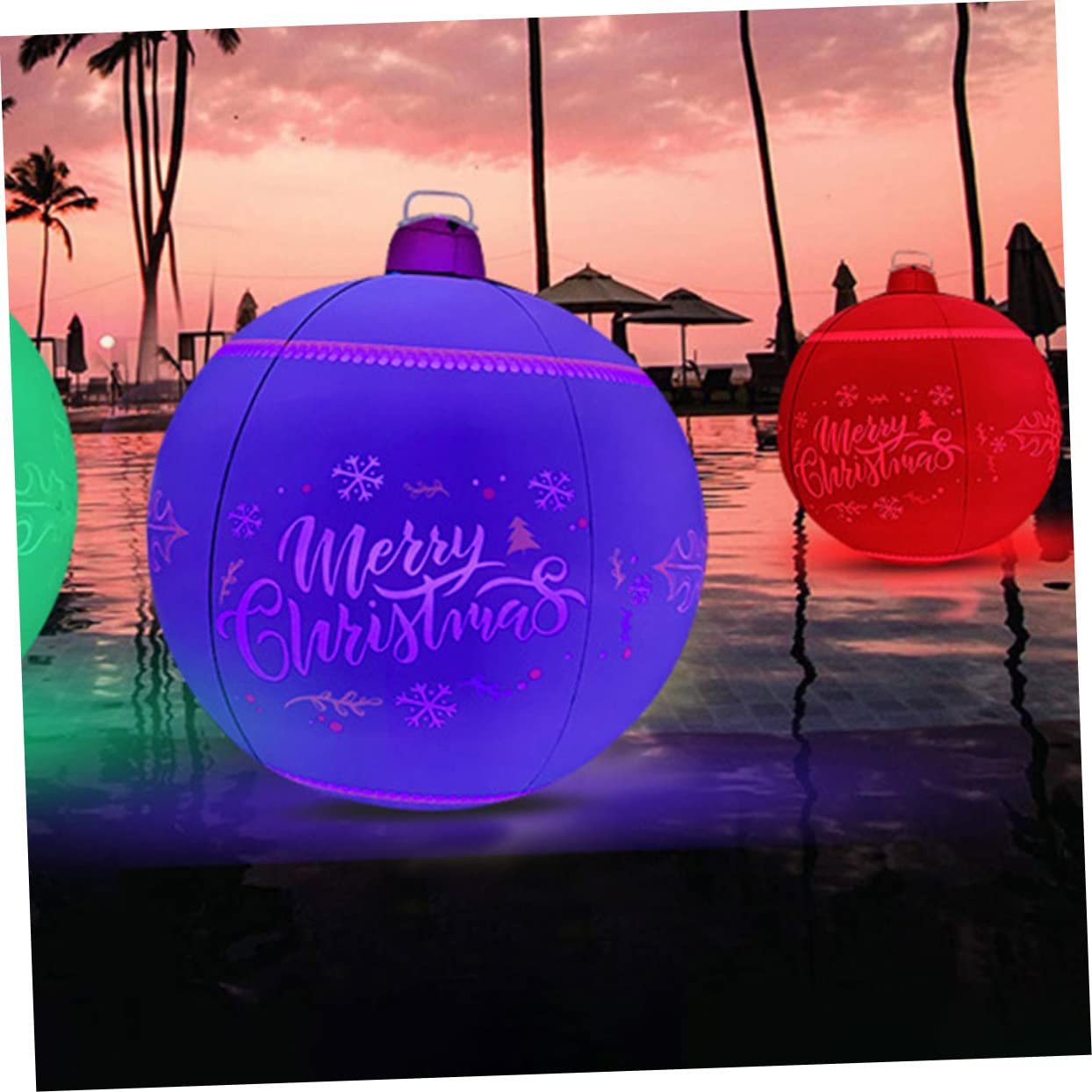 Zerodeko 5 Pièces Boule De Noël Gonflable Gonflables Boule Gonflable De Noël Ornement Ballons Géants Décoration De Boule Décor De Noël Ballons d'or Décoration Gonflable en