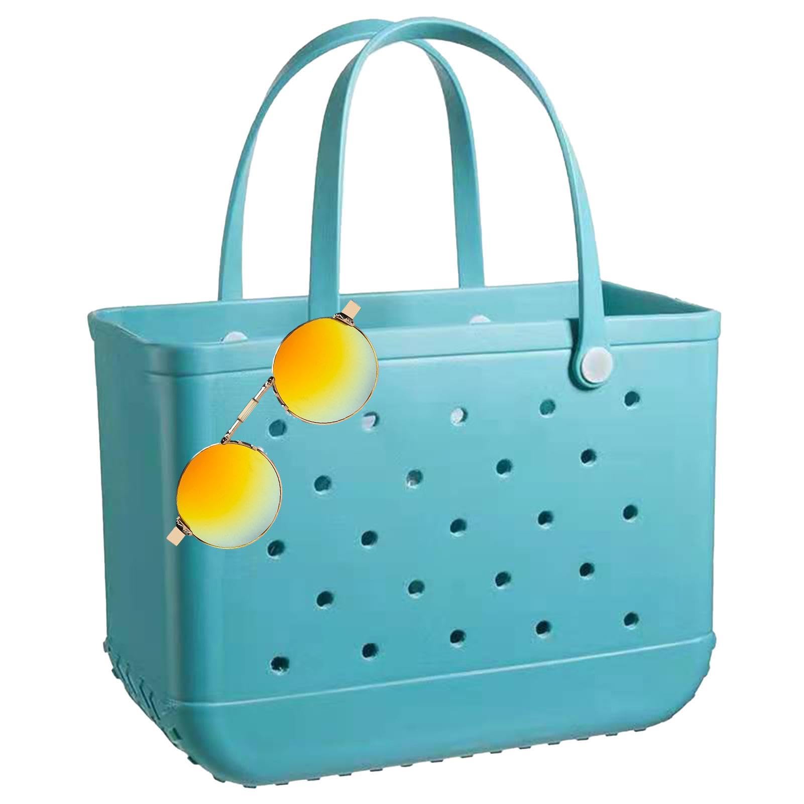 Grande borsa da spiaggia in gomma, borsa da viaggio impermeabile da donna, borsa da viaggio lavabile, elegante da donna, borsa per la spesa in gomma con fori, borsa per sport, spiaggia, mercato,