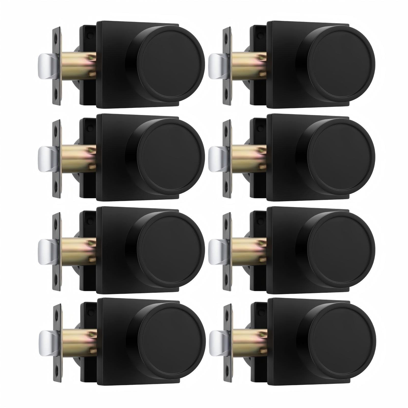 Goldenwarm Passage Matte Black Closet Door Knobs Interior, 8 Pack