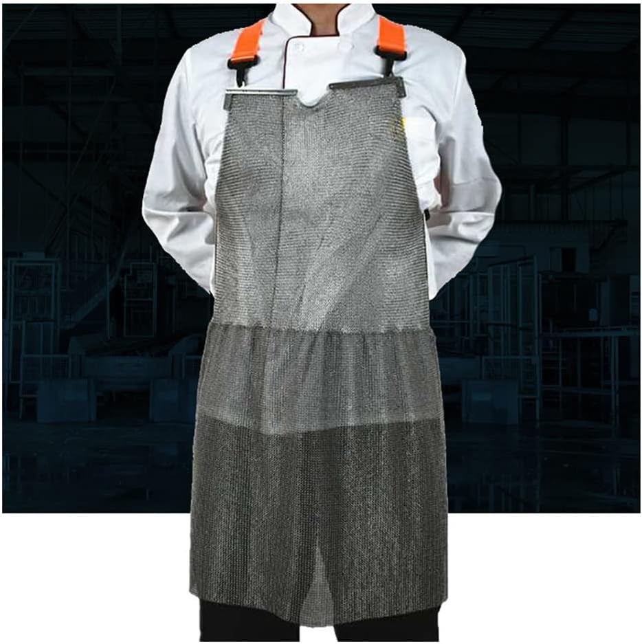 LCYDMJ Steel Wire Cut-Resistant Apron, Cut and Stab Resistant Butchery Apron, Safety Protective for Slaughterhouse, 5 Sizes (Color : Silver, Size : 55x70cm)