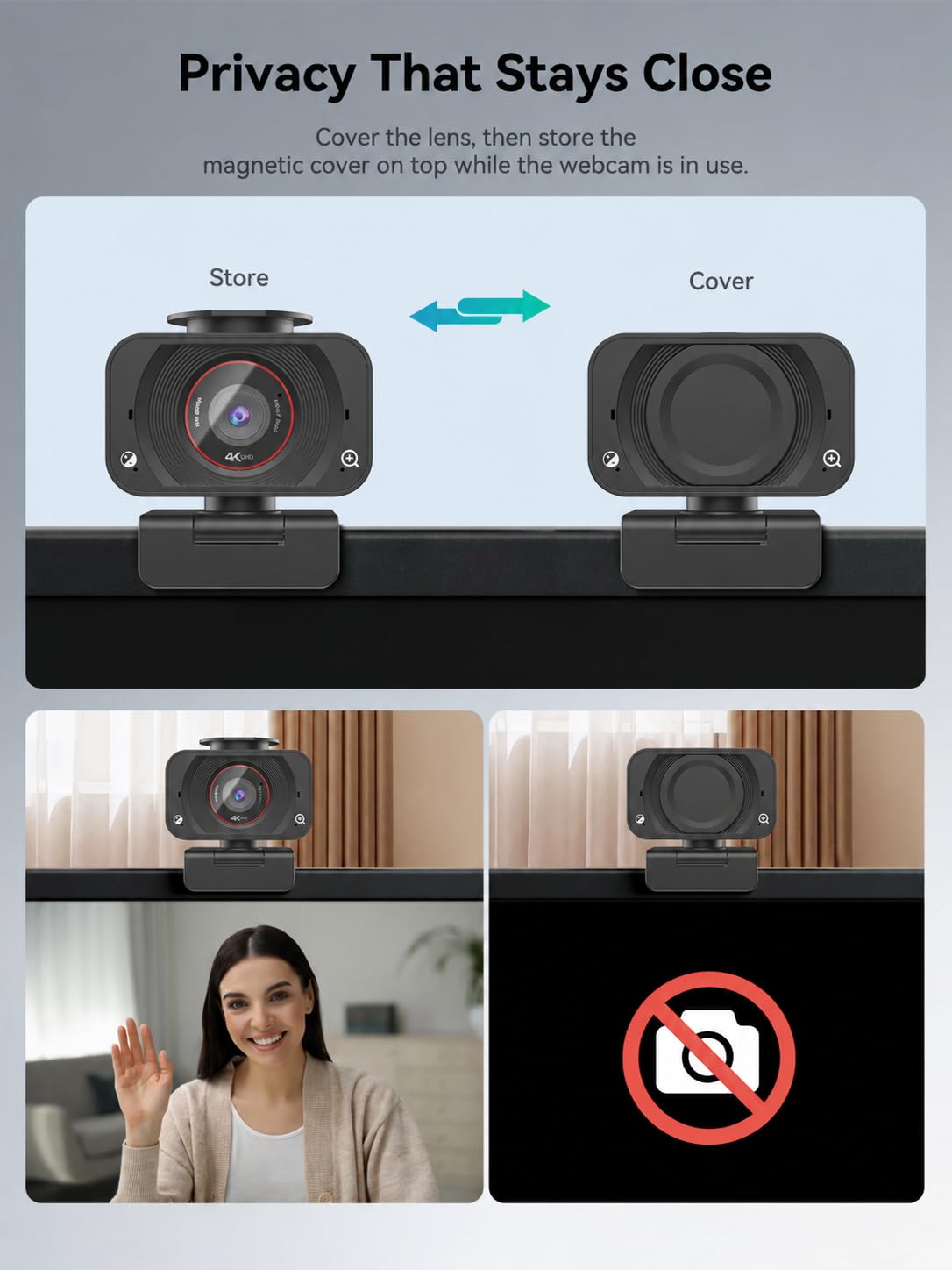 Spedal Cámara web 4K para PC, sensor de 1/2.5 pulgadas, 1080P 60FPS