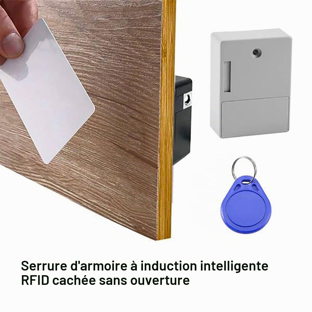 Kit de serrure électronique à ouverture libre RFID, serrures d'armoire de bricolage numériques à induction intelligente pour armoire à deux portes, casier, tiroir, armoire en bois