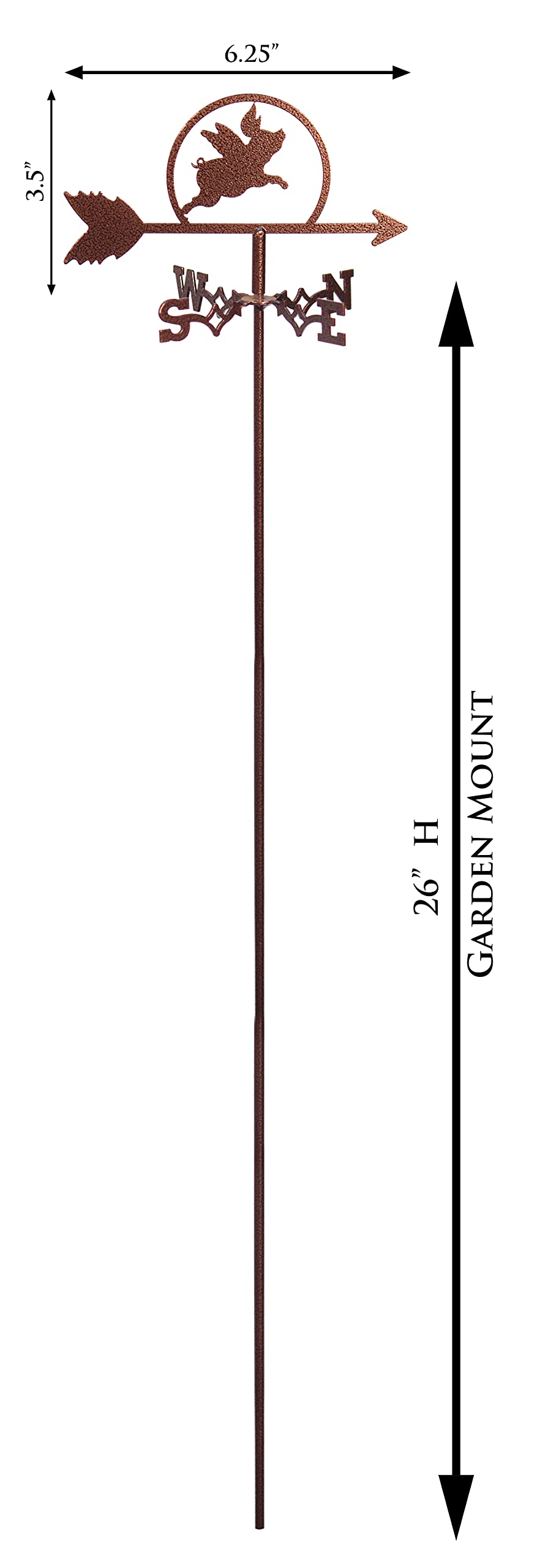 SWEN Products Flying Pig Mini Flower Pot Weathervane