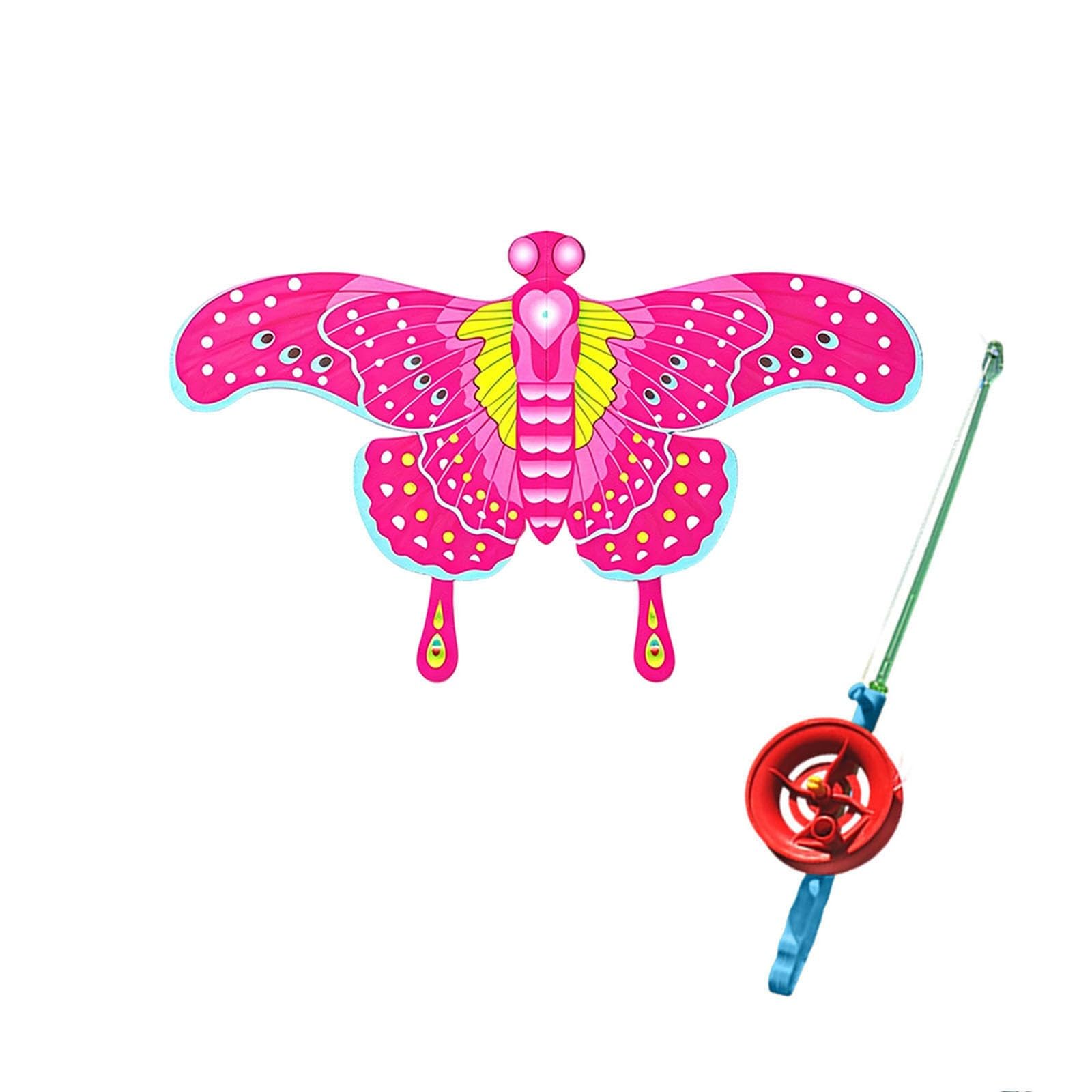 EWFAS Dynamic Wing Kite, Handheld Fishing Rod Kites, Easy Fly Flapping Wing Toy, Angling Themed Beach Kite, Long Tail Outdoor Flying Toy for Kids Adults Beginners Family (Multicolour)
