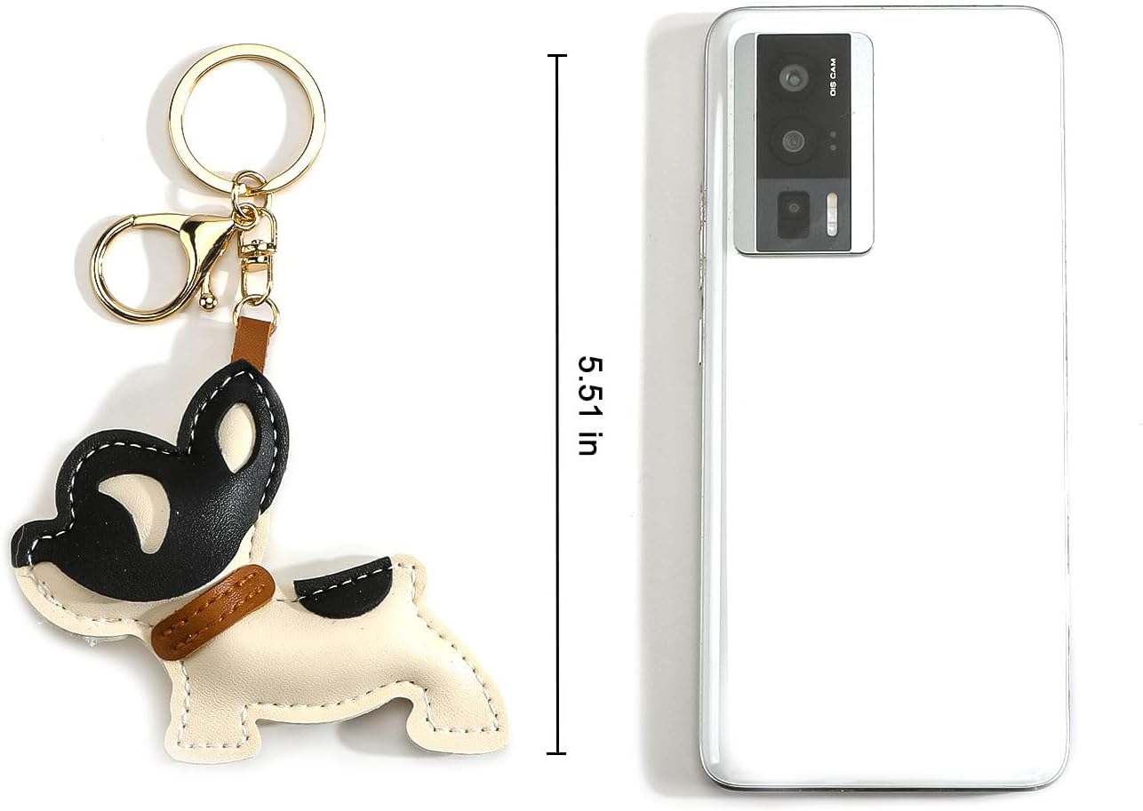 Puppy Keychain Cute Dog Faux Leather Keycharm for Women Pet Lover Gift for Keys Bags - Image 2
