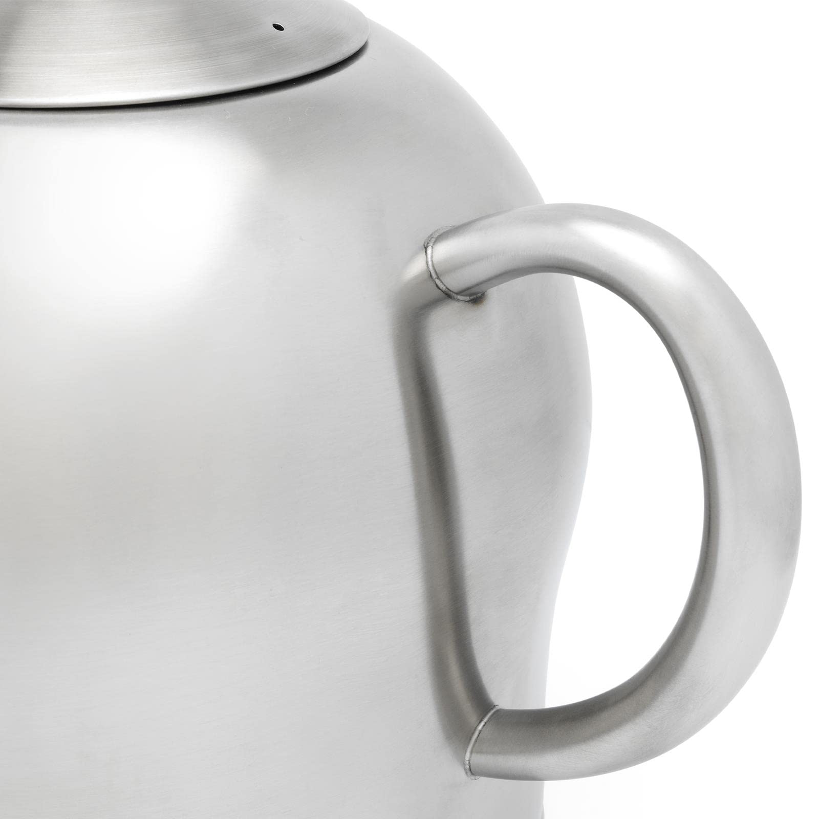 Bredemeijer große matte doppelwandige Edelstahl Teekanne 2.0 Liter & brauner Untersetzer aus Holz & Edelstahl Tee-Filter-Sieb-Aufsatz für losen Tee oder Teebeutel