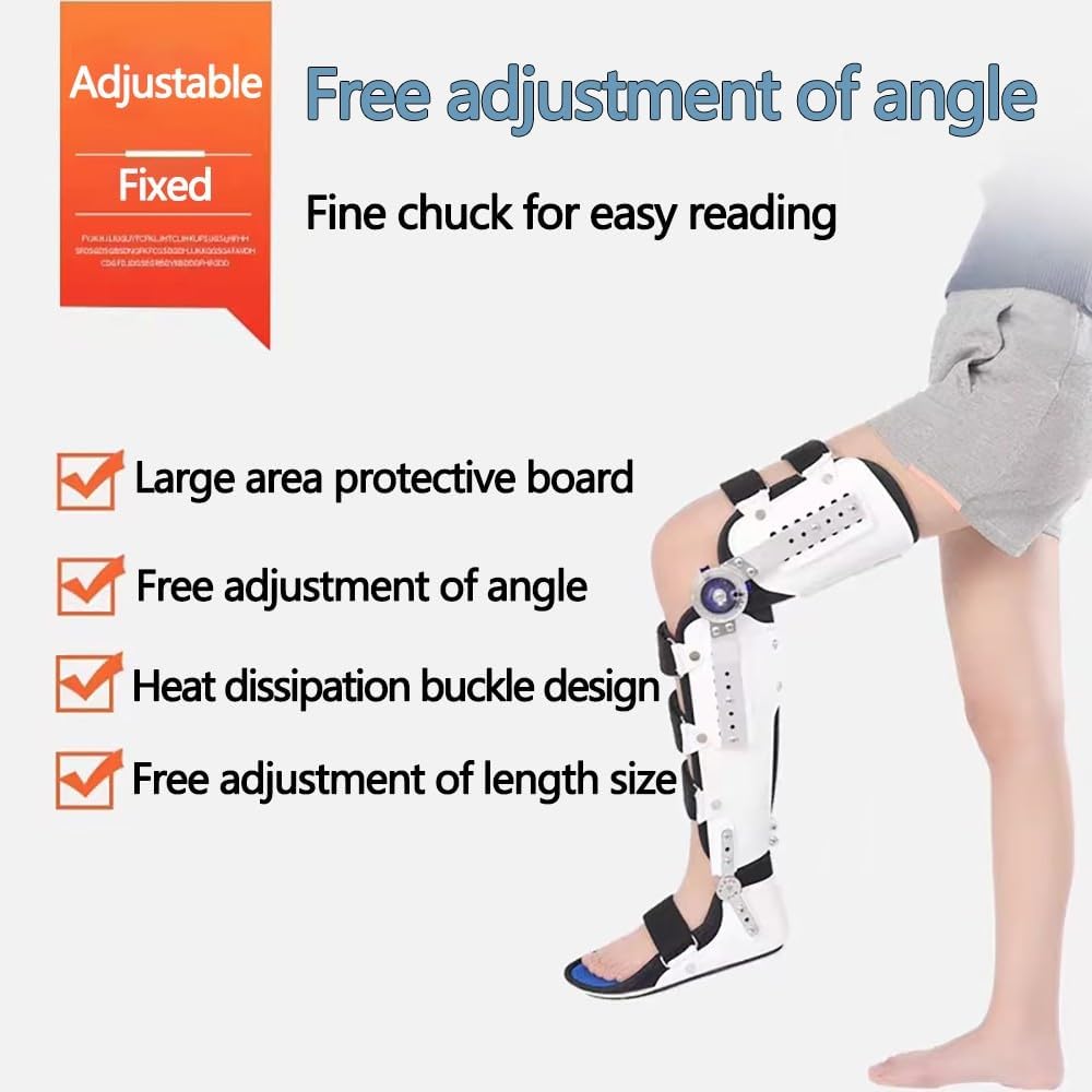 Tutore di Supporto per Ginocchio E Piede con Cerniera, Tutore Ortopedico Stabilizzatore per Tutta La Gamba per Lesioni agli Arti Inferiori, Protezione per Ginocchio E Piede, Utilizzato, Left