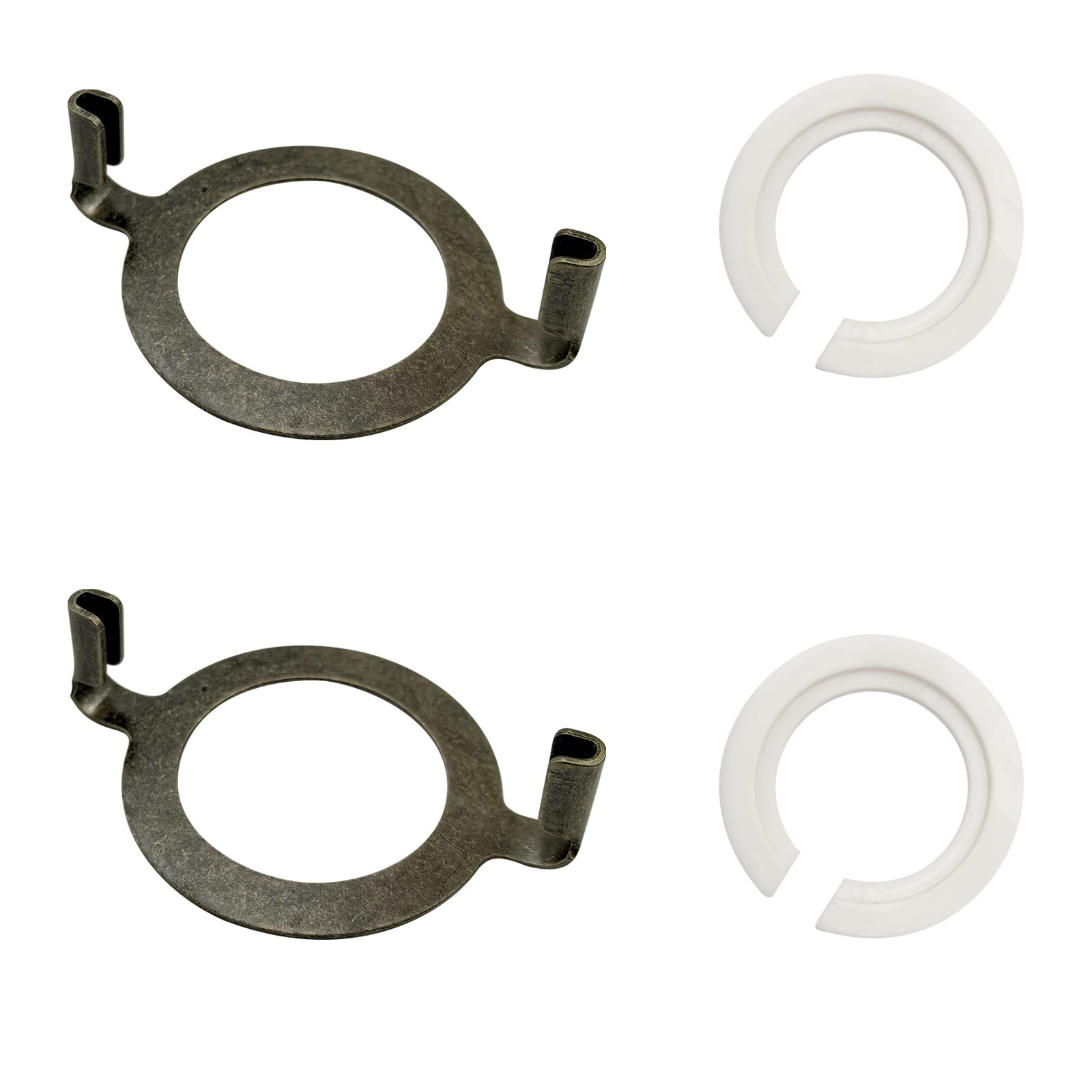 ECUDIS 2 Pcs Uno Lamp Harp Saddle Adapter Converter for E27 Sockets 1.65 Inch and 2 Pcs Uno Lamp Shade Reducing Rings E27 To E14 Adapter, Antique Brass