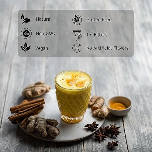 Miniatura 7 de Hebhac Herbals - Té de cúrcuma jengibre y canela cortado 3.53 oz (Golden Wellness Brew) | Té de hierbas con cúrcuma seca, jengibre y canela | Sin