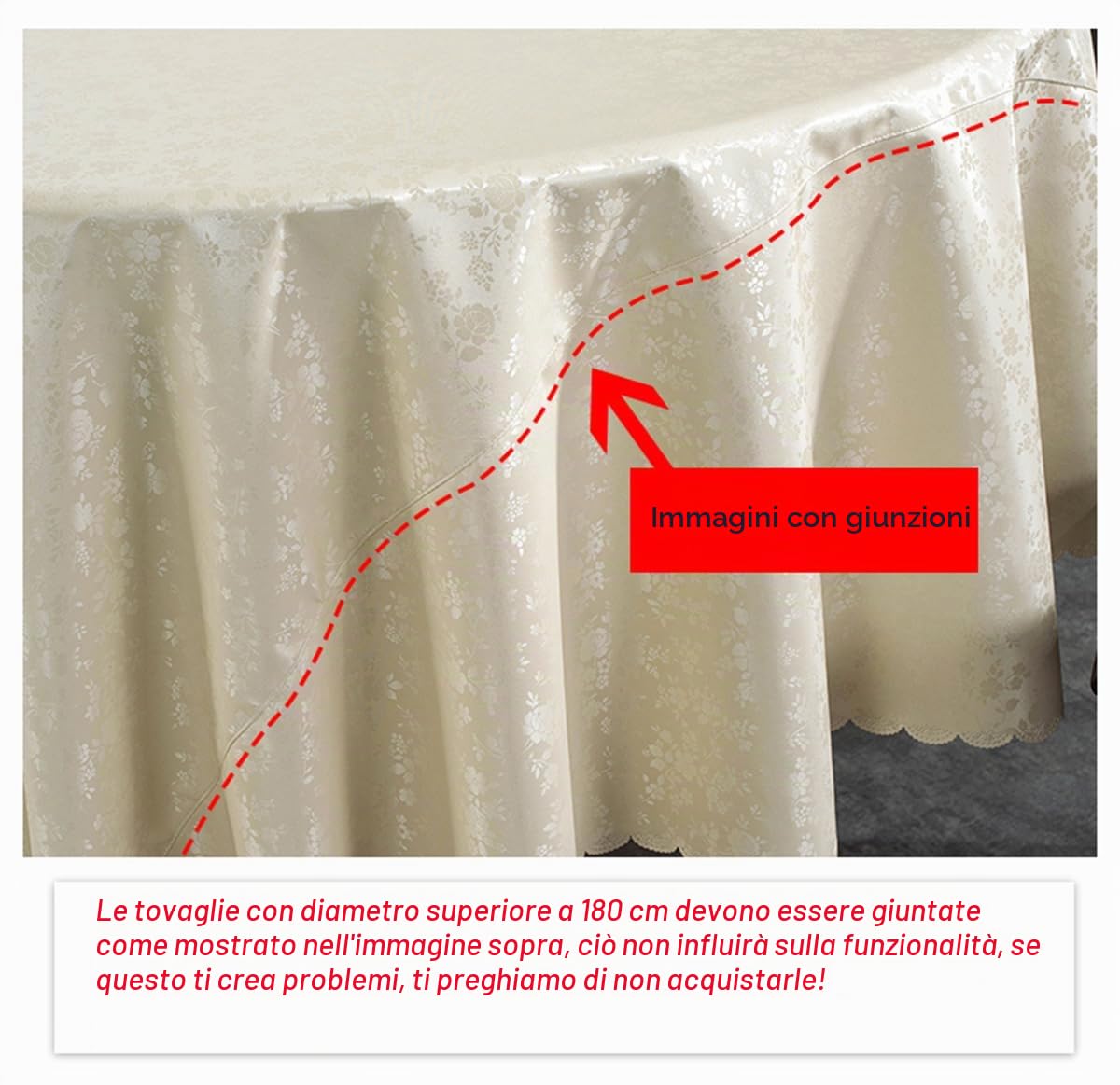 Tovaglia rotonda in PVC impermeabile,Beige Diametro 240 cm | Antimacchia, Resistente ai graffi, Facile da pulire，Adatto all'uso sia in interni che in esterni