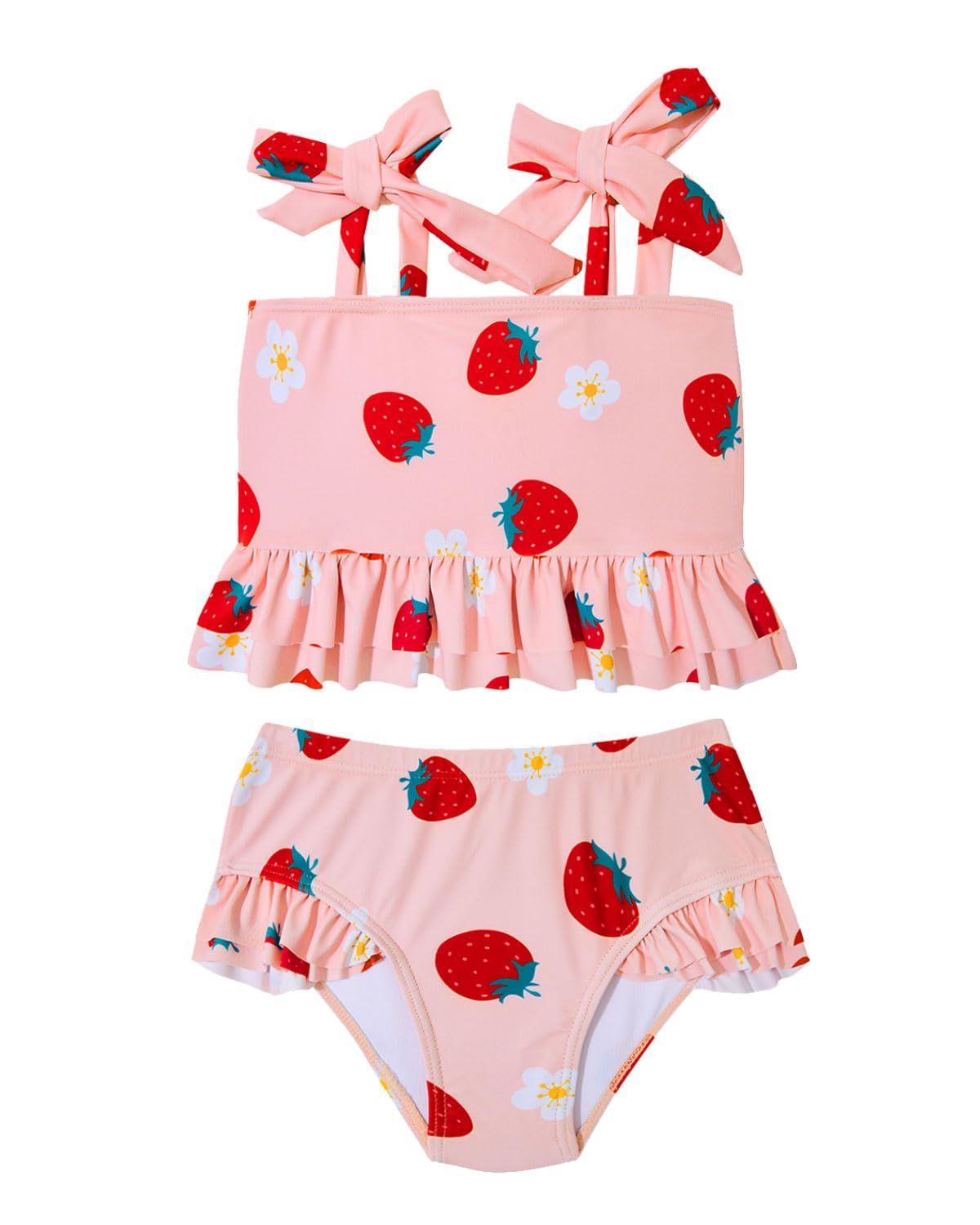 Century Star Toddler High Waisted Bikini 2025 Baby Girl Swimsuit Cute Ruffle Swimwear Tie Shoulder Infant Bathing Suit