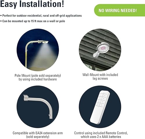 Miniatura 9 de HALO Luz de área de seguridad LED para exteriores con energía solar de 1000 lúmenes activada por movimiento