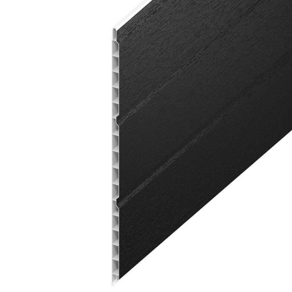 uPVC Hollow Soffit Cladding Panels - Black Plastic Soffit Board - 5 Metre Length x 300mm Wide