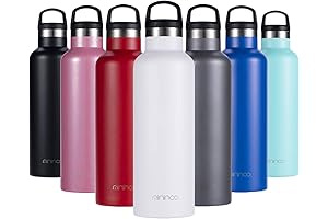 24 Ounce Insulated White Thermos Bottle with Double Wall Stainless Steel and Lid