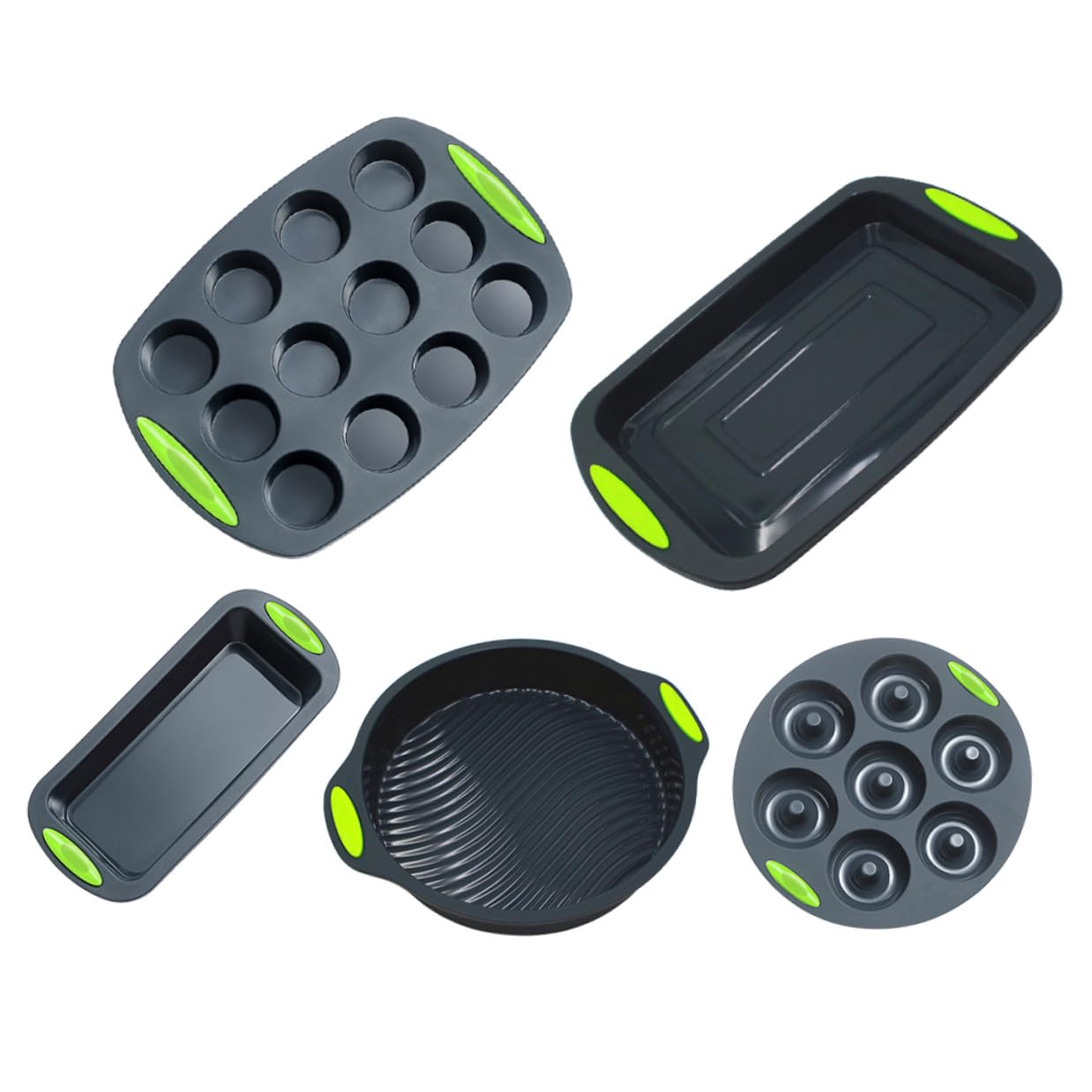 SHINEOFI Molde de Silicona para Hornear Pasteles 5 Piezas Gris Resistente a Temperaturas 40°c a 240°c, Kit de Moldes para Pasteles Caseros Diy, Utensilios de Cocina para Repostería