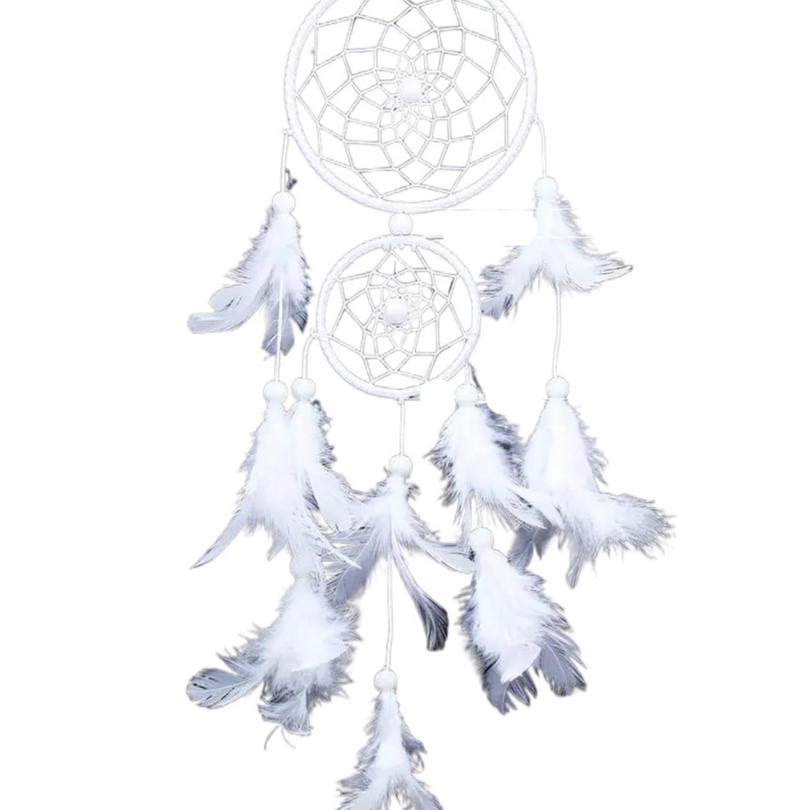 Dream Catcher Room Decor - Feather Weaving Dreamcatcher Wind Chimes(White)