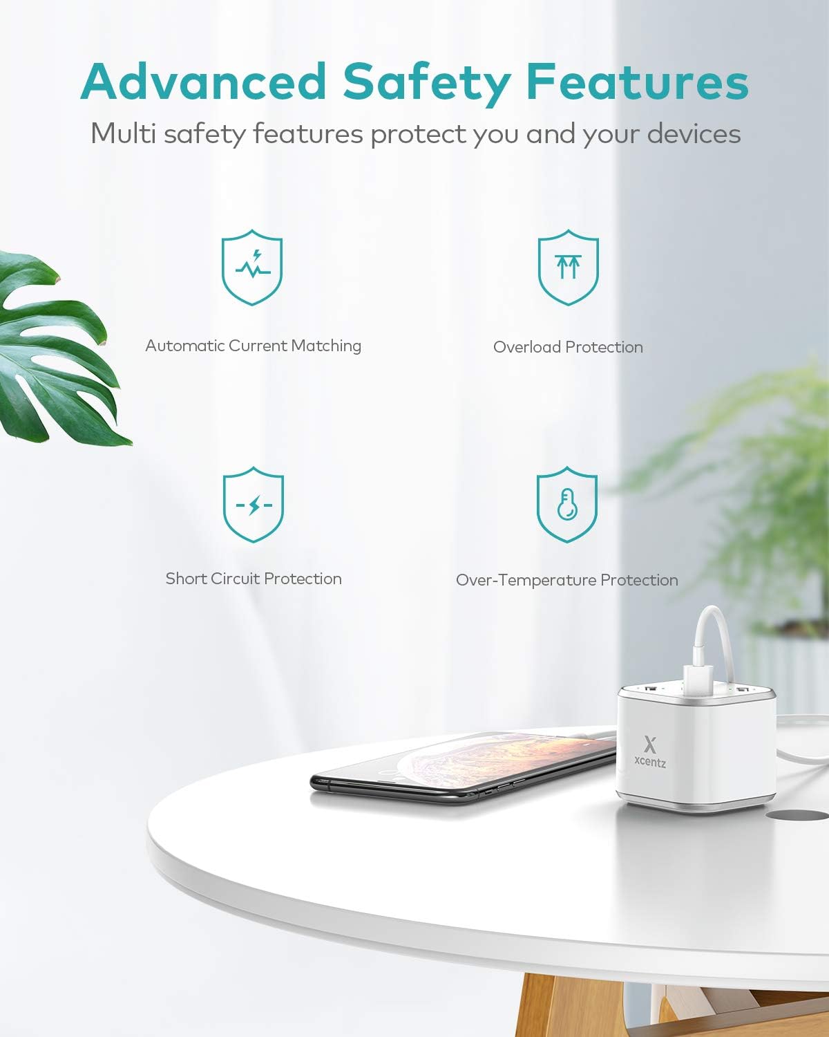Xcentz USB Charger Multi Port Desktop Charging Station 48W Cube USB C Wall Charger Quick Charge 3.0 Charging Port USB Power Ports for iPhone 11/11 Pro/11 Pro Max,iPhone X/XS/8/7/6, iPad