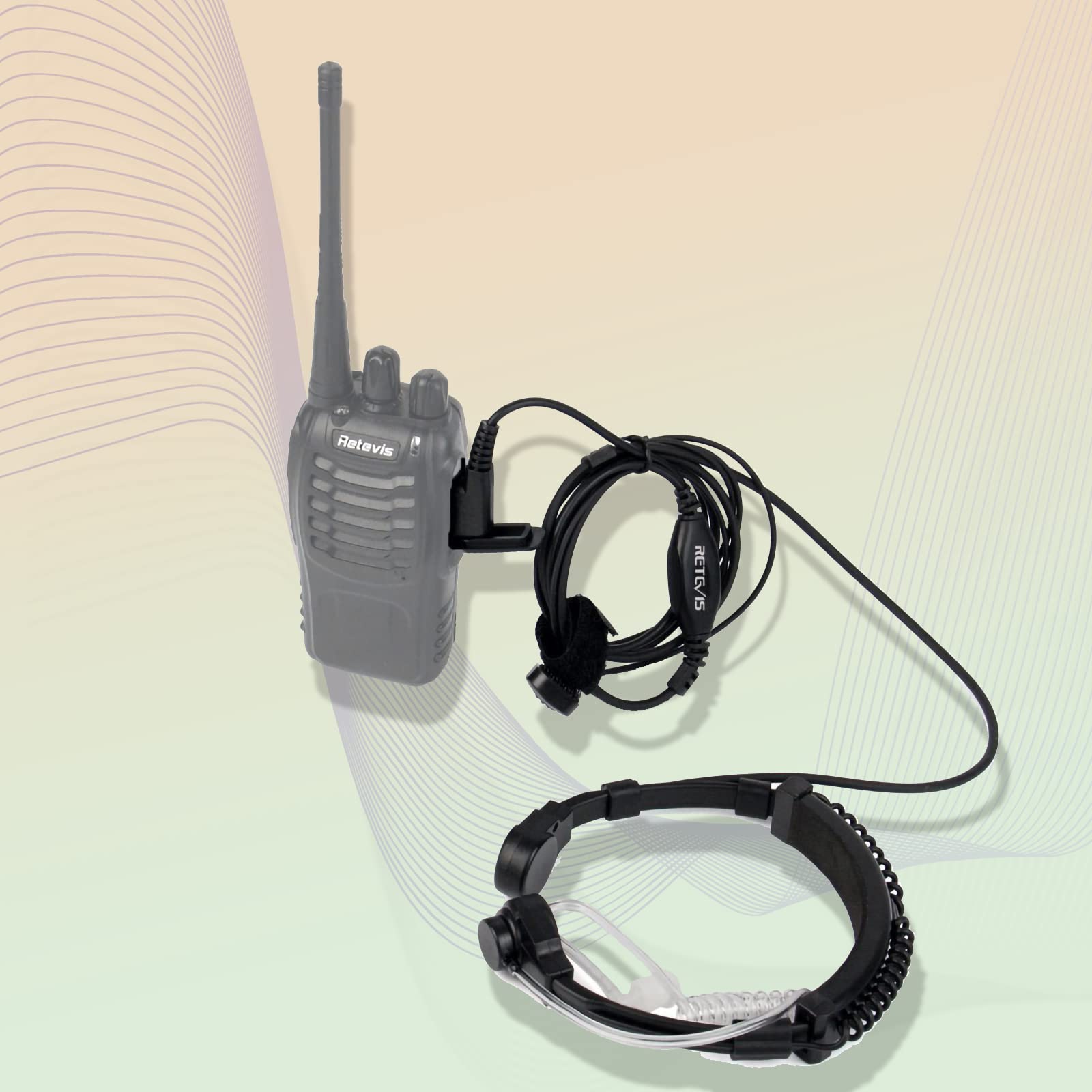 Retevis Mikrofon Walkie Talkie gardło 2-pinowy zestaw słuchawkowy, chowany mikrofon gardłowy, słuchawka kompatybilna z 2-drożnym radiem RT24, RT27, RT622, RT617, Baofeng UV5R, Kenwood, ukryta rurka