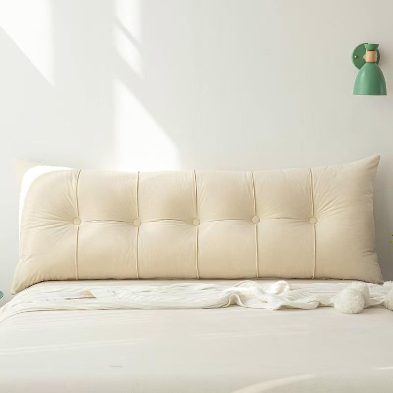 Almohada para Leer, Almohada de cuña Completamente rellena y Gruesa con Bolsillos(A,70"/180cm)