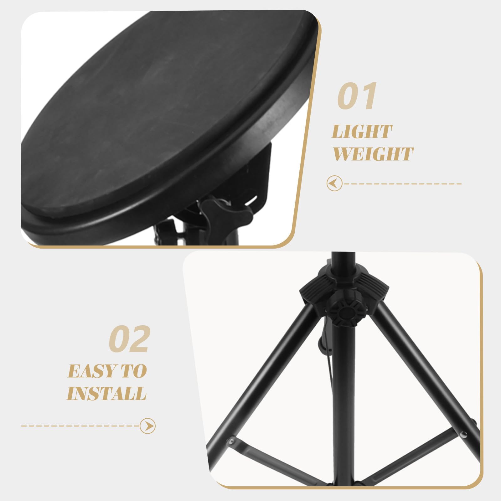 Toddmomy Kit de Práctica de Pad de Batería Silencioso para Principiantes Soporte Estable, Material de Goma y Hierro Adecuado para Espacios Públicos y Estudio Musical