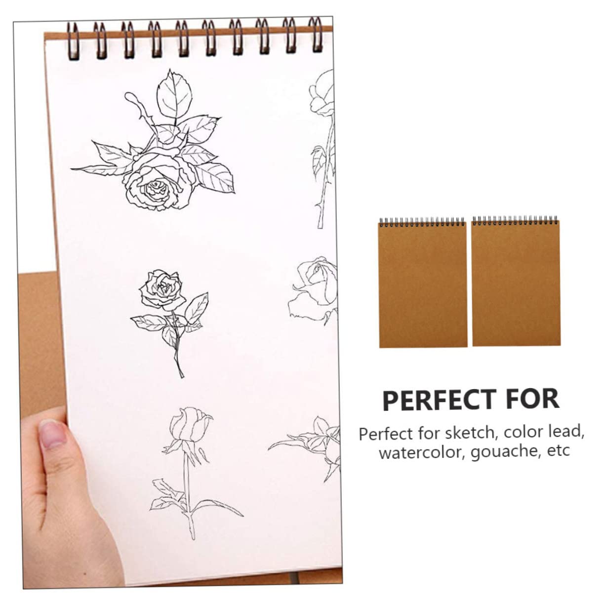 Carnet de Croquis A4 à Spirale Marron, Lot de 2, Papier
