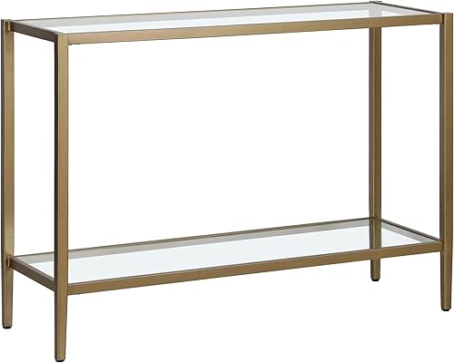 Miniatura 21 de Henn&Hart Mesa de centro cuadrada de 32 pulgadas de ancho con estante de espejo en bronce ennegrecido, mesas de centro modernas para sala de estar,