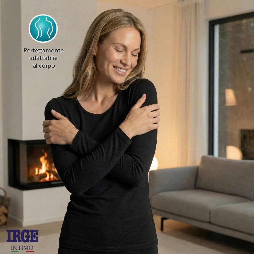 Irge - Magliette Intime Termiche da Donna, Pacco da 2, Cotone Caldo, Aderenti, Bianco e Nero - Canotta Intima Donna Termica