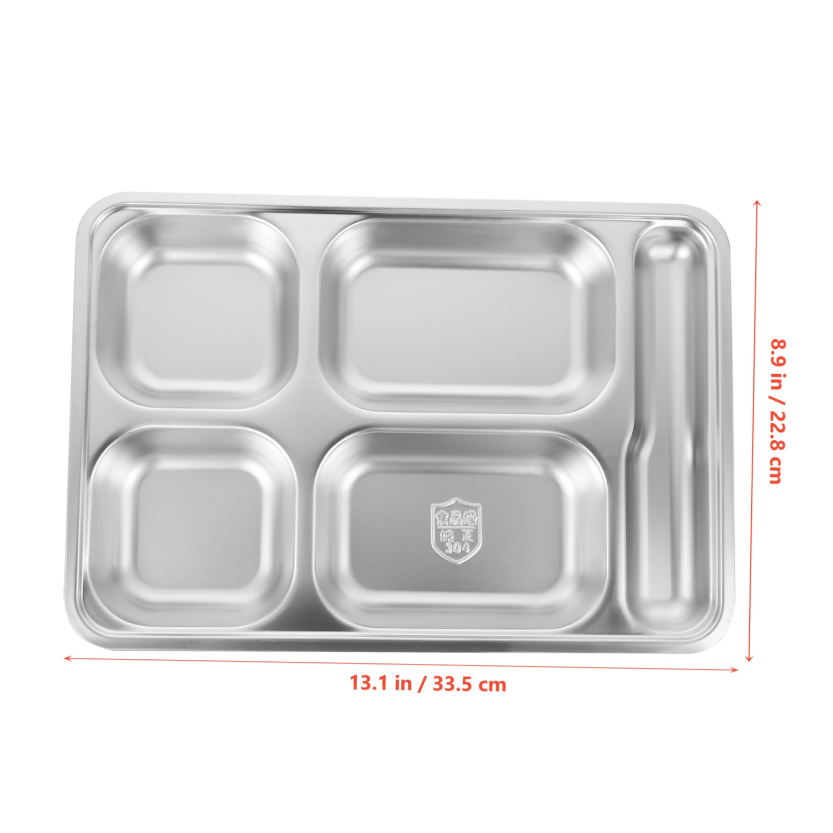 Garneck Stainless Steel Deep Serving Trays Spoon Slot 4 Compartment Divided Food Plate Large Capacity for Camping and Picnics
