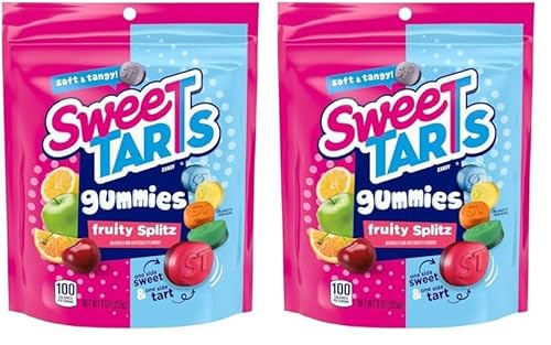 SweeTARTS Gummy Fruity Splitz Candy, 9 Ounce Resealable Bag (Pack of 2)