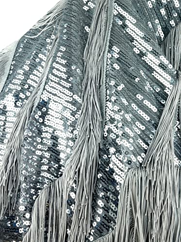 Image of Women 1920s Gatsby Flapper Dress Sexy Open Back Strap Fringed Cocktail Party Dress with 20s Accessories