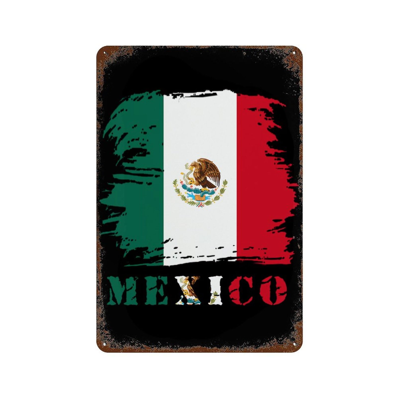 KWQDOZF Vintage Mexico Michoacan Mexican Flag Theme Metal Tin Sign,Vintage Iron Hanging Plate Vertical with Rust Poster Wall Decor 8x12inch